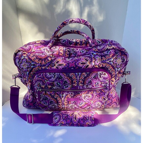 Vera Bradley Grand Traveler Weekender Bag Dream Paisley Purple Tapestry - Picture 1 of 16